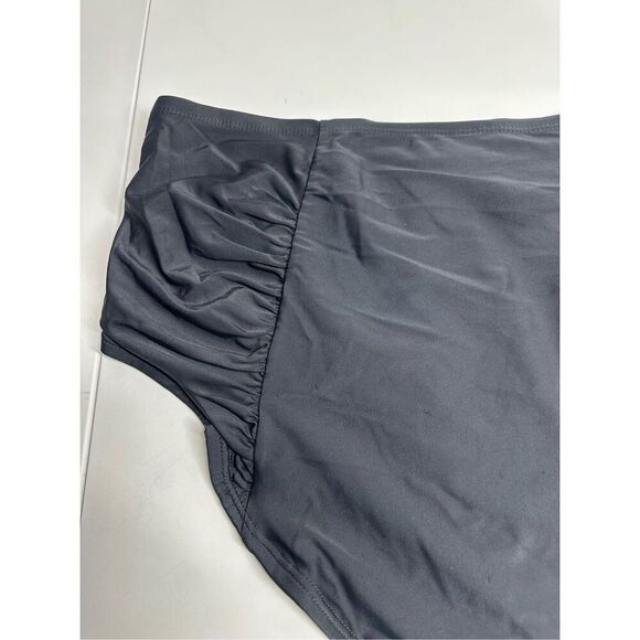 California Waves Plus Shirred Swim Bottoms Size 2 (20/22) Black Tummy Control - Picture 10 of 11